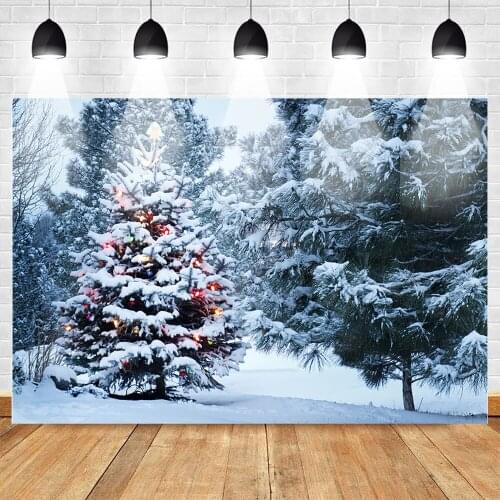 Christmas Winter Tree Photo Background Winter Snow Snowflake Photography Backdrop Video Studio Party Decoration Props Photocall
