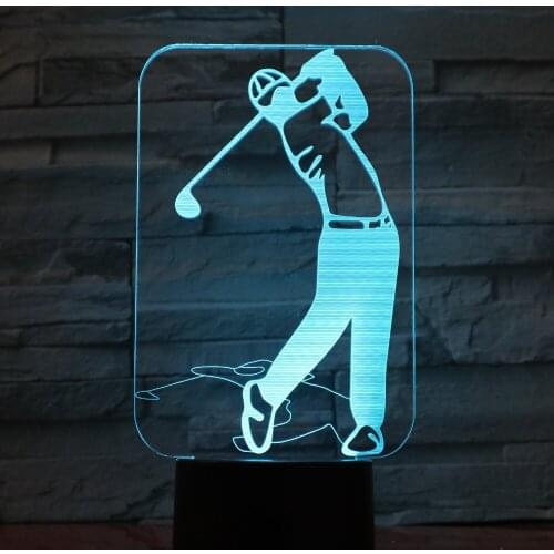 Golf Player Lights 3D LED Lamp 7 Colorful Acrylic Lamp as Home Decorations Lights GX-977