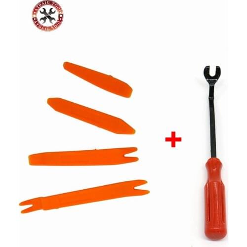 4pcs car door pannel + 1pcs cleaner tool Car Door Panel Remover Upholstery Fastener Disassemble Auto Vehicle Refit Tools