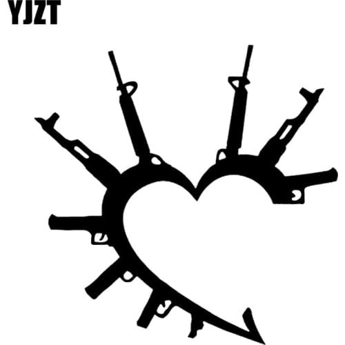 YJZT 13.6*13.5CM Interesting Gun Graphic Car Sticker Vinyl Decoration C12-0208