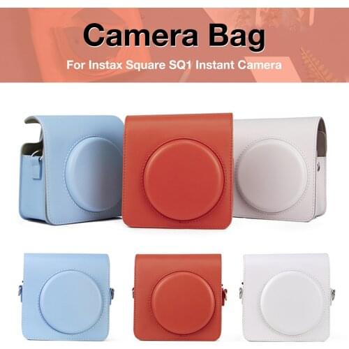Protective PU Leather Classic Camera Case Bag with Shoulder Strap, Compatible for Fujifilm Instax Square SQ1 Camera