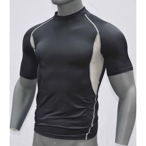 Drop ship BLACK Body Suit Breathable Surf UPF 50 Rash Guard Shirt Short Sleeves Surfing Diving Suits For Man Swimming RashGuard