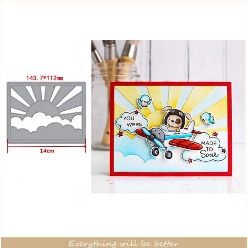 Metal Cutting Dies Cloud Sun Shiny Square Frame Cut Die DIY Handcraft Decorate Cards Album Photos Embossing Paper Background Hot