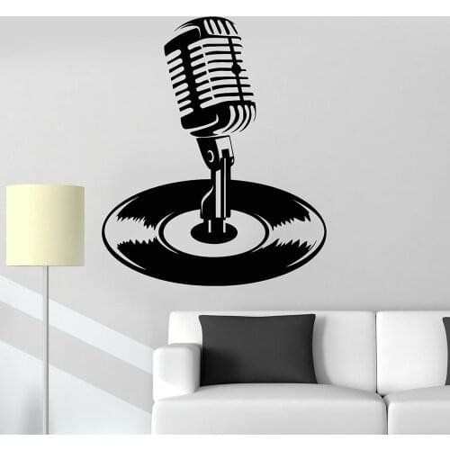 Microphone Wall Decal Record Music Musical Studio Karaoke Bedroom Interior Decor Door Window Vinyl Stickers Art Wallpaper E212