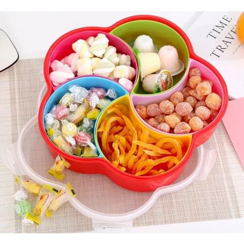 Multi-function Snack Plates Candy Box with Lid Home Large Capacity Fruits Nut Storage Dessert Tray Snack Dish