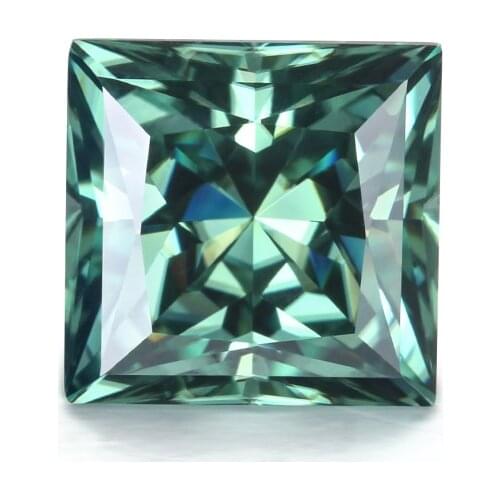 Green Color Moissanite Excellent Cut Square Shape Princess Cut 7x7mm Lab Grown Moissanite Loose Gemstone