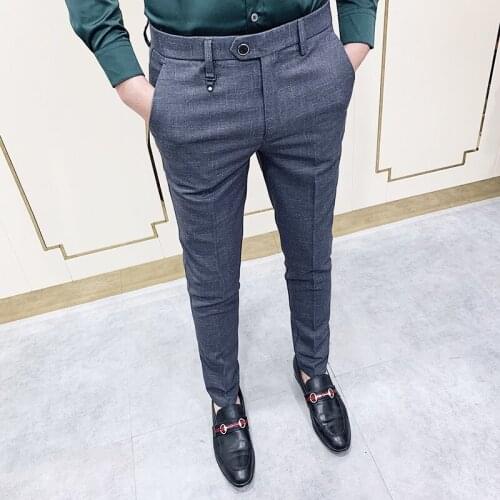 Mens 2021 Spring Stretch Suit Pants Business Slim Fit Dress Trousers Social Party Casual Pantalon Homme Classique Men Clothing