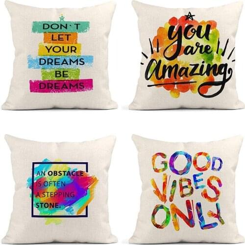 Throw Pillow Covers Don`T Let Your Dreams Be Motivation Creative You are Amazing Decor Linen Pillow Cases Home Decorative
