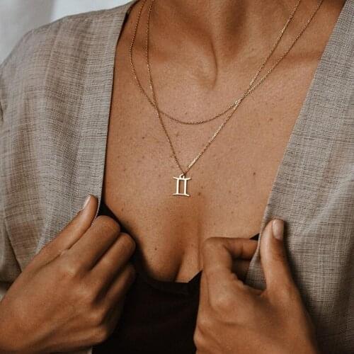 Stainless Steel Roman Numeral Necklace-Roman Numeral Pendant-Layered Necklace-Golden Roman Pendant-Love Necklace