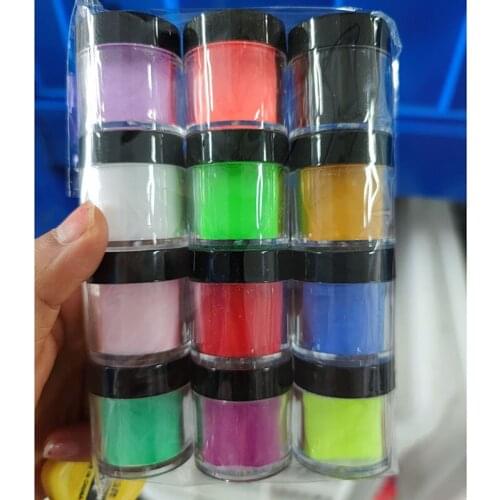NEW! 12Jar/set Acrylic Nails Powder Acrylic Powder For UV Nail Art Polymer Builder Carving Pattern 3D Manicure Acrylic Powder