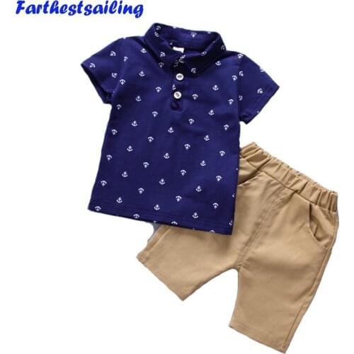 2018 Summer New Fashion Infant Baby Boys Clothes Set Cotton Kids Clothing Set T Shirts +Shorts Newborn Baby Suit Sport 1-5Years