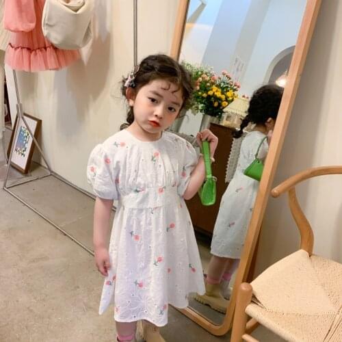 MILANCEL 2021 Summer New Kids Clothes Floral Cotton Dress Korean Shorts Girls One Piece Sweet Casual Outfits