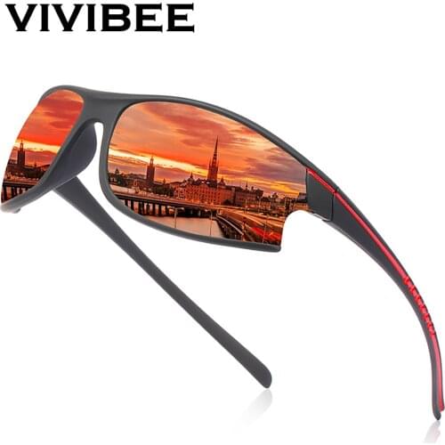 VIVIBEE Mirror Red 100% Polarized Sports Sunglasses Cycling Men Goggles UV400 Climbing Women Outdoor Elasticity Sun Glasses