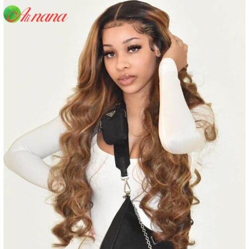 Peruvian Highlight Blonde Color Human Hair Wigs Ombre Body Wave 13X4 Lace Front Wig 180% Pre-Plucked Top Hairline With Baby Hair