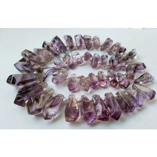 Sell One Strand 16" High Quality Amethys t Quartz Polished Point Beads,Gem stone Jewelry Necklace Making Bead