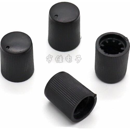 10 Piece 11 * 14mm black plastic striped knob flower shaft inner hole 6mm potentiometer switch adjustment knob