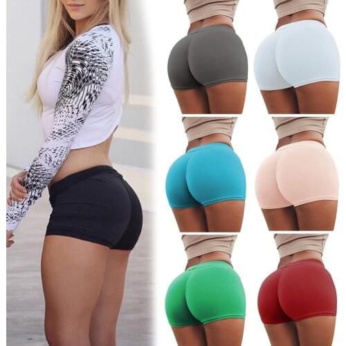 Sexy Summer Women Solid Color High Waist Push Up Hot Pants Slims Fit Biker Shorts