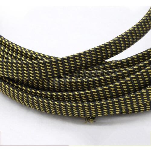 1-20M 4-16mm Black-gold Cable Sleeves Snakeskin Mesh Wire Protect Nylon Tight PET Expandable Insulation Sheathing Braided Pipe
