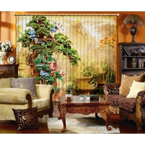 3d curtains custom made Modern blackout curtains for window jade carving kitchen curtains for living room the bedroom
