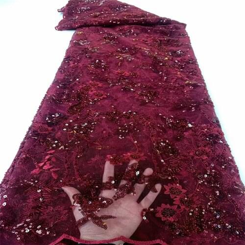 SJ Lace African Lace Fabric 2021 High Quality Nigerian Sequins Embroidery Tulle Lace Sequence French Net Wedding Fabric A2-32