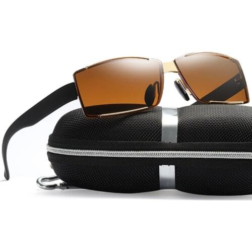 Sports Tr90 Classic Rimless Square Ultralight Mirror Brown Black Silver Lenses Polarized Sun Glasses Polarized Sunglasses