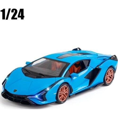 1:24 SINA FKP 37 Sports Car Alloy Car Model Diecast Toy Vehicles Metal With Sound Light Simulation Car Kids Gift Free Shipping