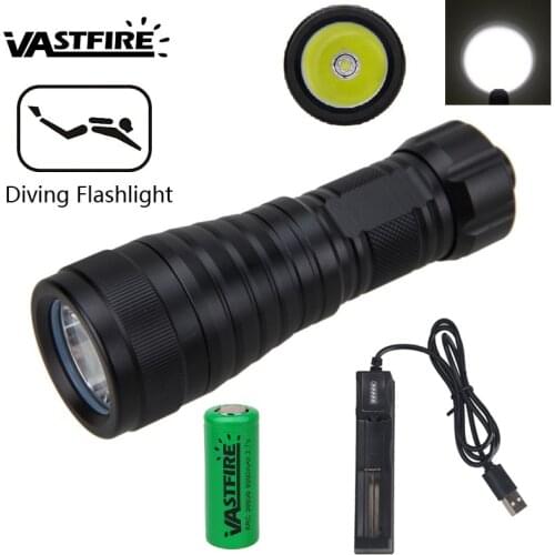 VASTFIRE 1000 LM XM-L L2 LED Scuba Diving Flashlight Torch Lamp Underwater 100m Hard Anodized Waterproof For 26650 Battery