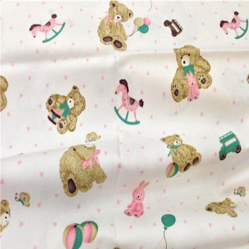 Adorable Rabbit Little Bear Cotton Patchwork fabric 100% cotton fabric material meterhome Textiles Quilting fabric for sewing
