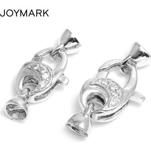 JOYMARK High Quality 925 Sterling Silver Micro Pave Zircon Lobster Clasps With End Cap For Pearl Necklace And Bracelet SC-CZ054