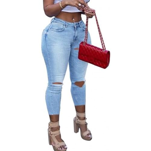 Denim Pencil Pants Women High Waist Ripped Hole Hollow Out Trousers 2021 Fashion Street Style Cross Lace Up Jeans 5XL Plus Size