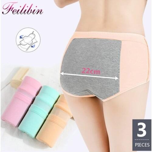 ZJX 3Pcs/lot Sexy Period Panties Women Physiological Briefs Leak Proof Broadened Underwear Healthy Cotton Menstrual Pants