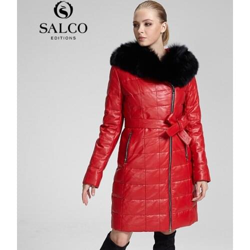 SALCO Free shipping Vogue of new fund of 2019 hit fox collars of cultivate ones morality even cap leather female down jacket