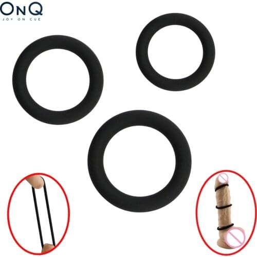 3pcs Slicone Penis Ring Stretchy Chastity 3 Sizes Cock Rings Ejaculation Delay Adult Erotic Sex Toys Durable Cock Ring for Man