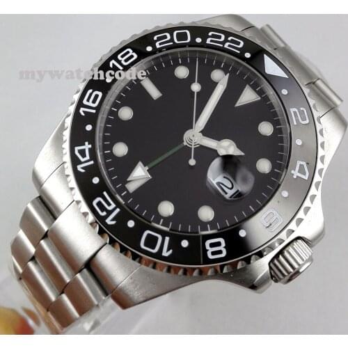 43mm bliger black dial GMT Ceramic Bezel sapphire glass automatic mens watch 294
