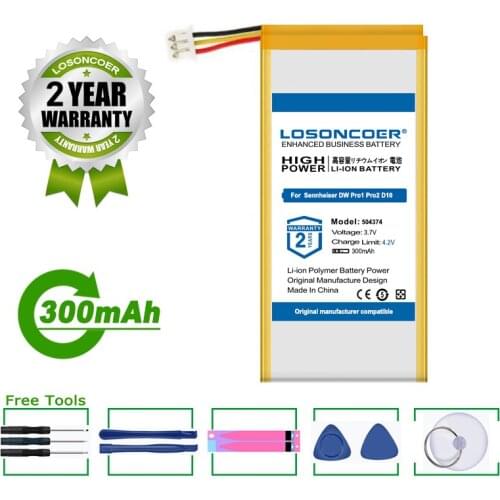 LOSONCOER Battery 504374 BATT-03 300mAh Battery For Sennheiser D10 DW Office DW Pro 1&2&30 DW SD Pro1 DW-Reihe MB Pro 1&2