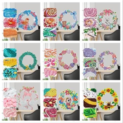 30*30CM DIY Diamond Painting Animal wreath flower 5D Special Shape Partial Drill Crystal Diamond Art Kits gift