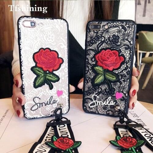 Tfshining Sexy Lace Embroidery Rose Stickers Case Cover For iphone XR XS Max X Soft Silicon Phone Cases For iphone 7 8 6 6s Plus