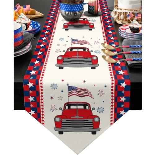 Independence Day Truck Flag Table Runner Wedding Table Decor Tablecloth And Placemat Kitchen Dinning Table Decoration