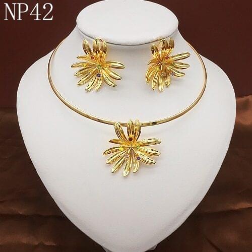 Design long chain jewelry sets For Women African Beads Jewelry Set Wedding Twist Weave Choker Necklace Bridal Dubai Jewellery