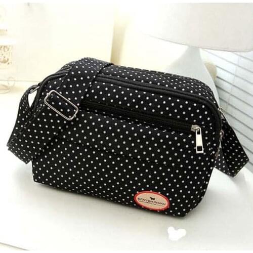 Harajuku Men Women Canvas Shoulder Bags Small Mobile Phone Bags for Girls Casual Polka Dot Canvas Small Bag PT1196