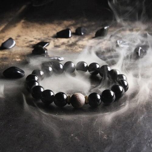 Fashion Obsidian Energy Bracelet Men New Natural Lava Stone Moonstone Bracelets for Women Volcanic Rock Diffuser Jewelry Pulsera