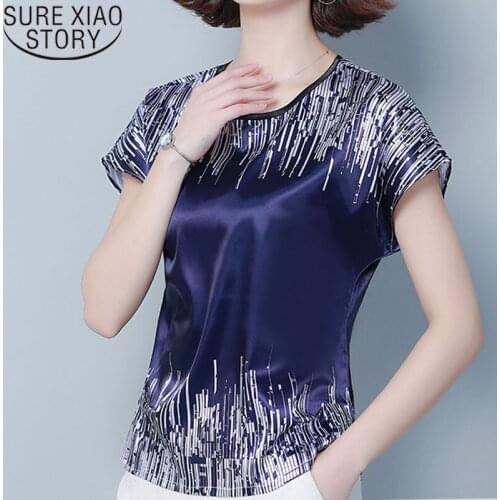 Fashion Tops And Blouses 2021 Ladies Tops Short Sleeve Shirts Print Batwing Sleeve Shirts Plus Size Women White Shirt 4111 50