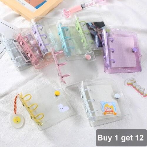 Sharkbang Macaroon 3 Holes PVC Bling Cover 1pc Cover+10pc bag+1pc Sticker Mini Loose-leaf Journal Notebook Diary Cards Holder