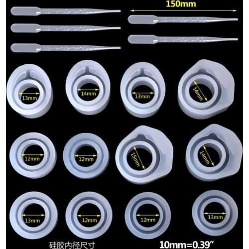 1 Set Epoxy Resin Kit Silicone Mold Ring Molds 3 Sizes Dropper DIY Jewelry Rings 16/16.6/17mm Handmade Gifts Accessories N2UE