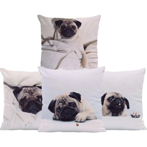 Pug Dog Cushions White And Black Pillow Case Animal Rustic Settee Lumbar Support Throw Pillow Cover 17.7Inch Velvet Famous Brand