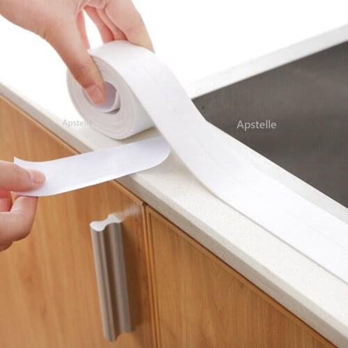 New Bathroom Shower Sink Bath Sealing Strip Tape White PVC Self adhesive Waterproof Wall sticker for Bathroom Kitchen
