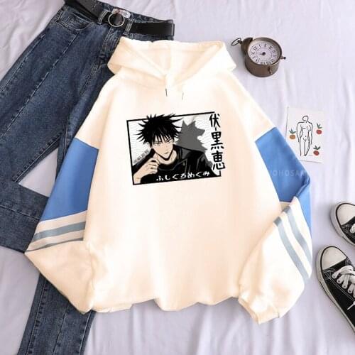 Latest Anime Jujutsu Kaisen Fushiguro Megumi Print Women Patchwork Hoodies Men Harajuku Cartoon Hip Hop Streetwear Sweatshirts