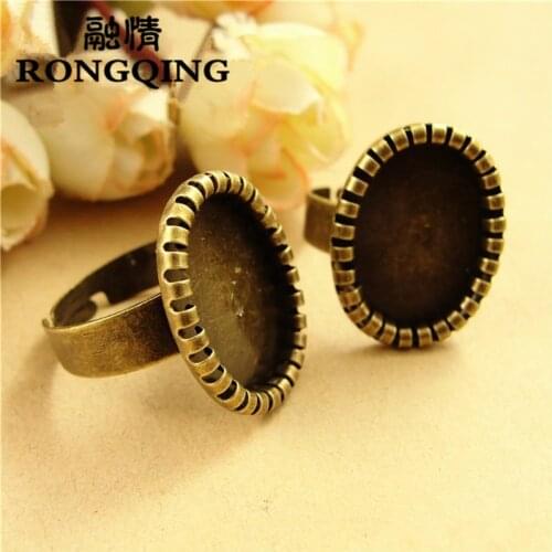 RONGQING 18*13MM Oval Ring Base 50pcs/lot Retro Tray DIY Accessories Wholesale Craft