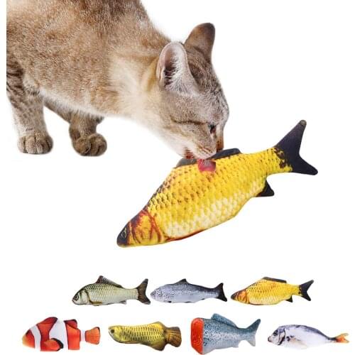 Pet Soft Plush 3D Fish Shape Cat Interactive Toy Gifts Fish Catnip Toys Stuffed Pillow Doll Simulation Fish Playing Toy For Pet