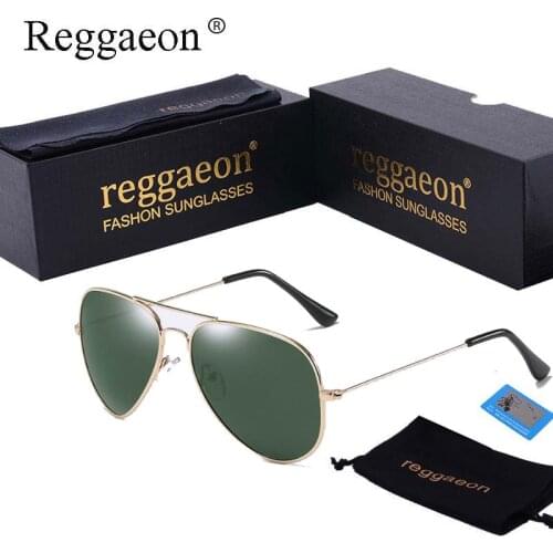 Raggaeon sunglasses Polarized 2018 man women pilot sun glasses metal frame sliver mirror 62mm lens 3026 green G15